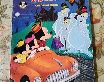 Vintage Walt Disney Mickey Mouse Haunted House Whitman Coloring Book Unused RARE Halloween 1975 Disneyland