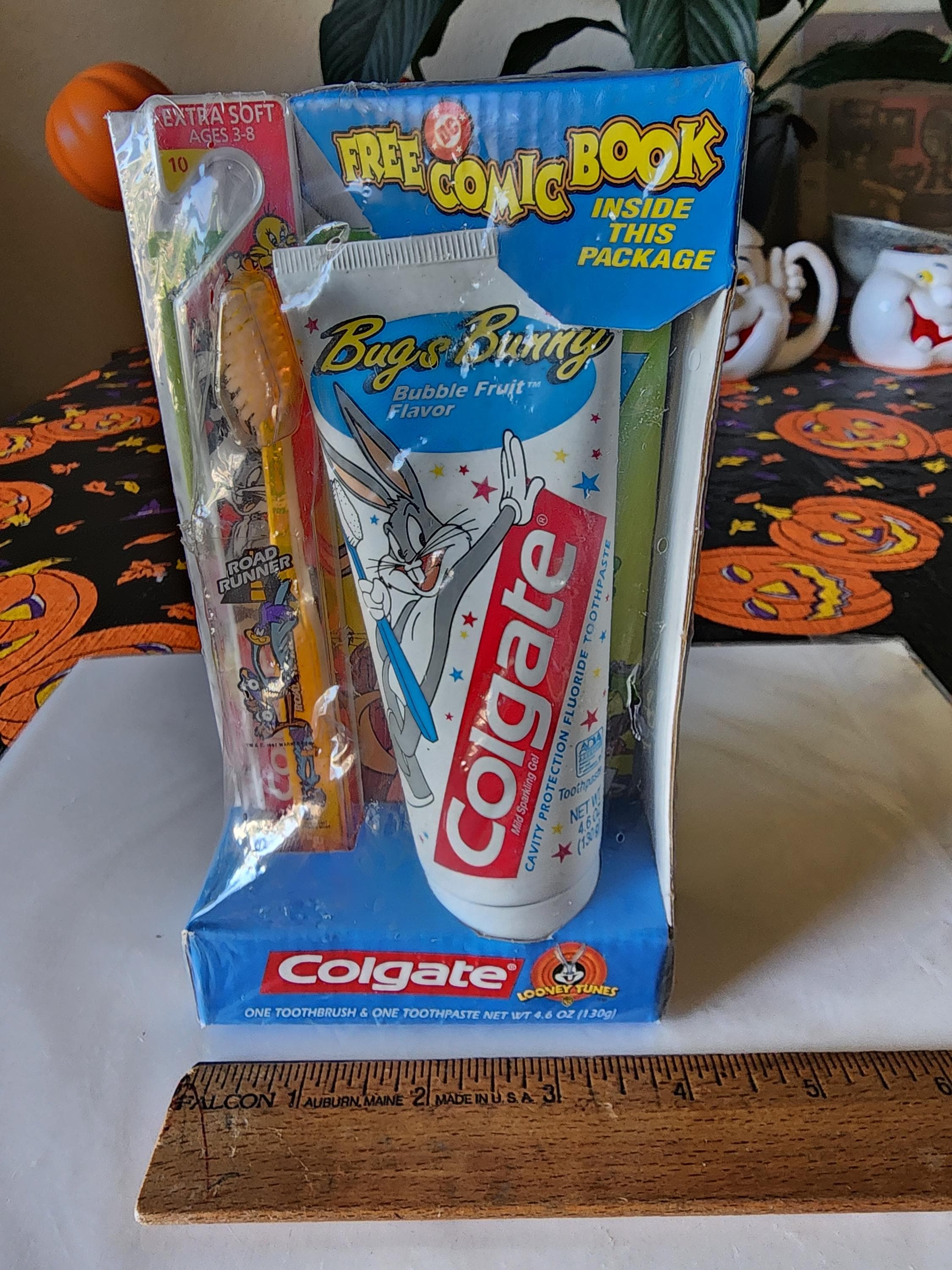 Colgate Rabbit Comics Vintage Colgate Looney Tunes DC Comic Toothpaste Toothbrush Set Sealed ...