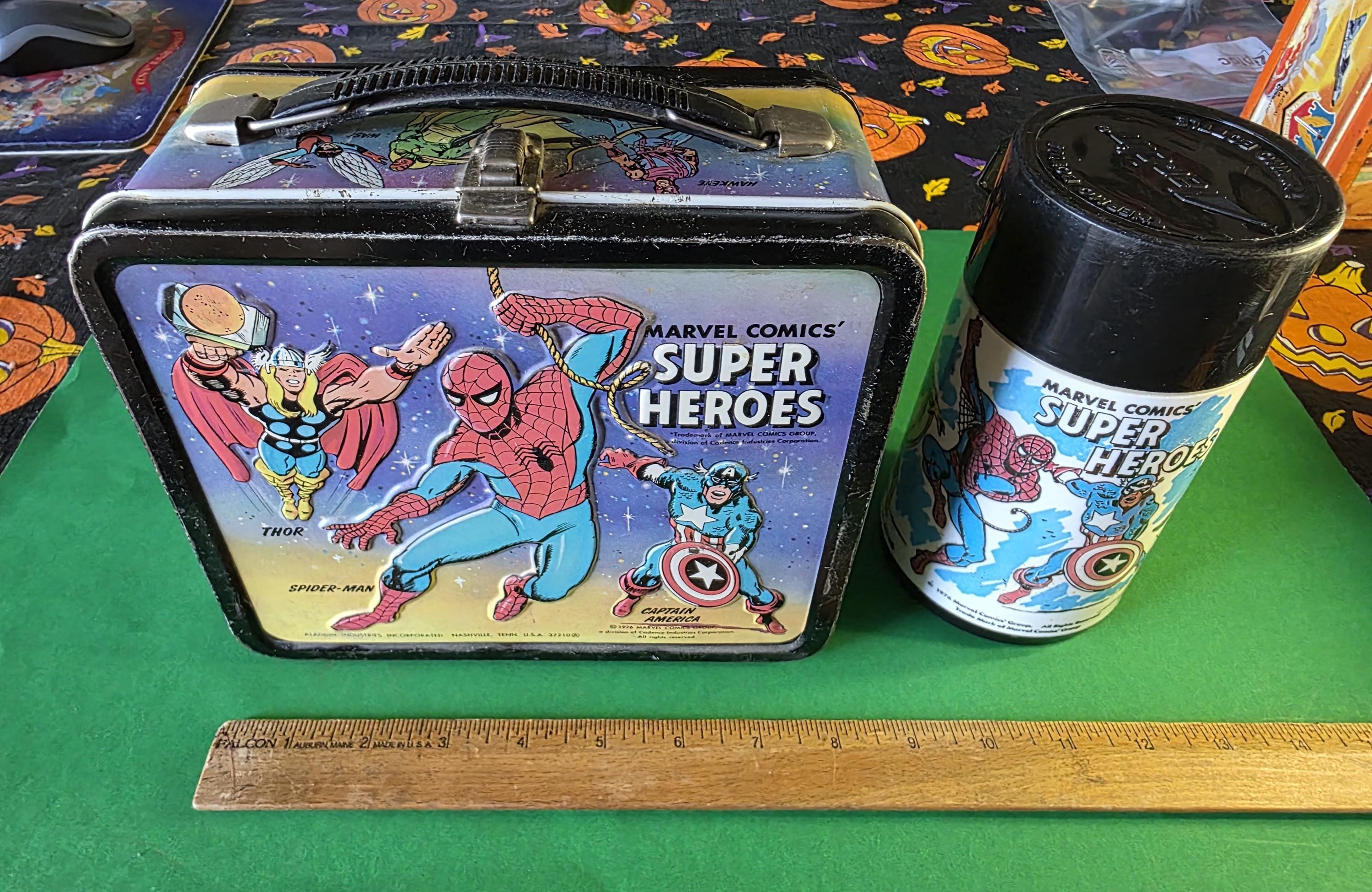 Vintage Marvel Comics Metal Lunchbox With Plastic Thermos Aladdin