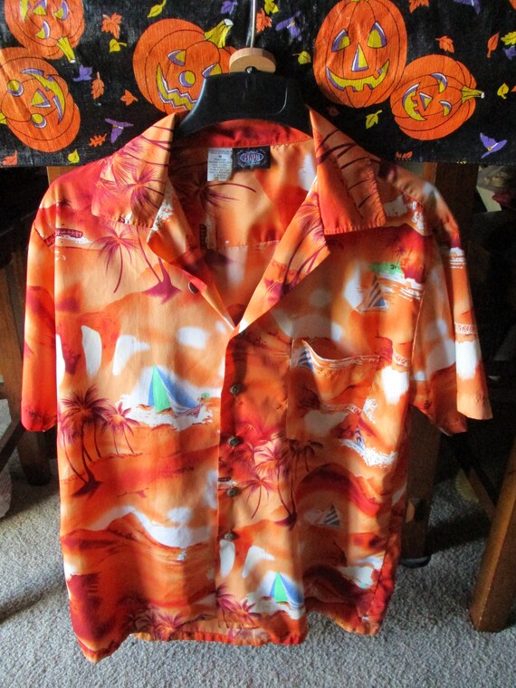 Vintage Maui Trading Company Orange Hawaiian Shir… - image 3