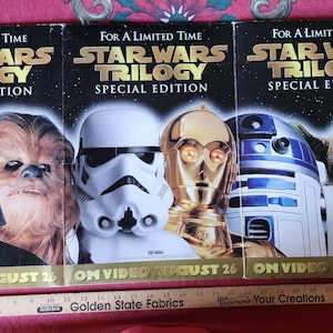 Vintage Star Wars Trilogy Limited Special Edition VHS Hanging Advertising Display Mark Hamill Harrison Ford Carrie Fisher 1997