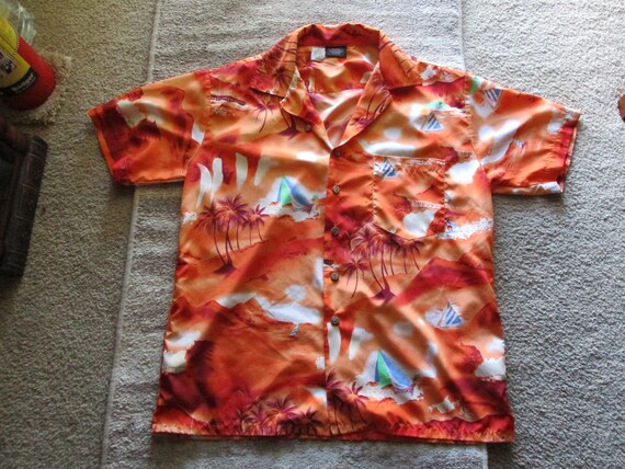 Vintage Maui Trading Company Orange Hawaiian Shir… - image 1