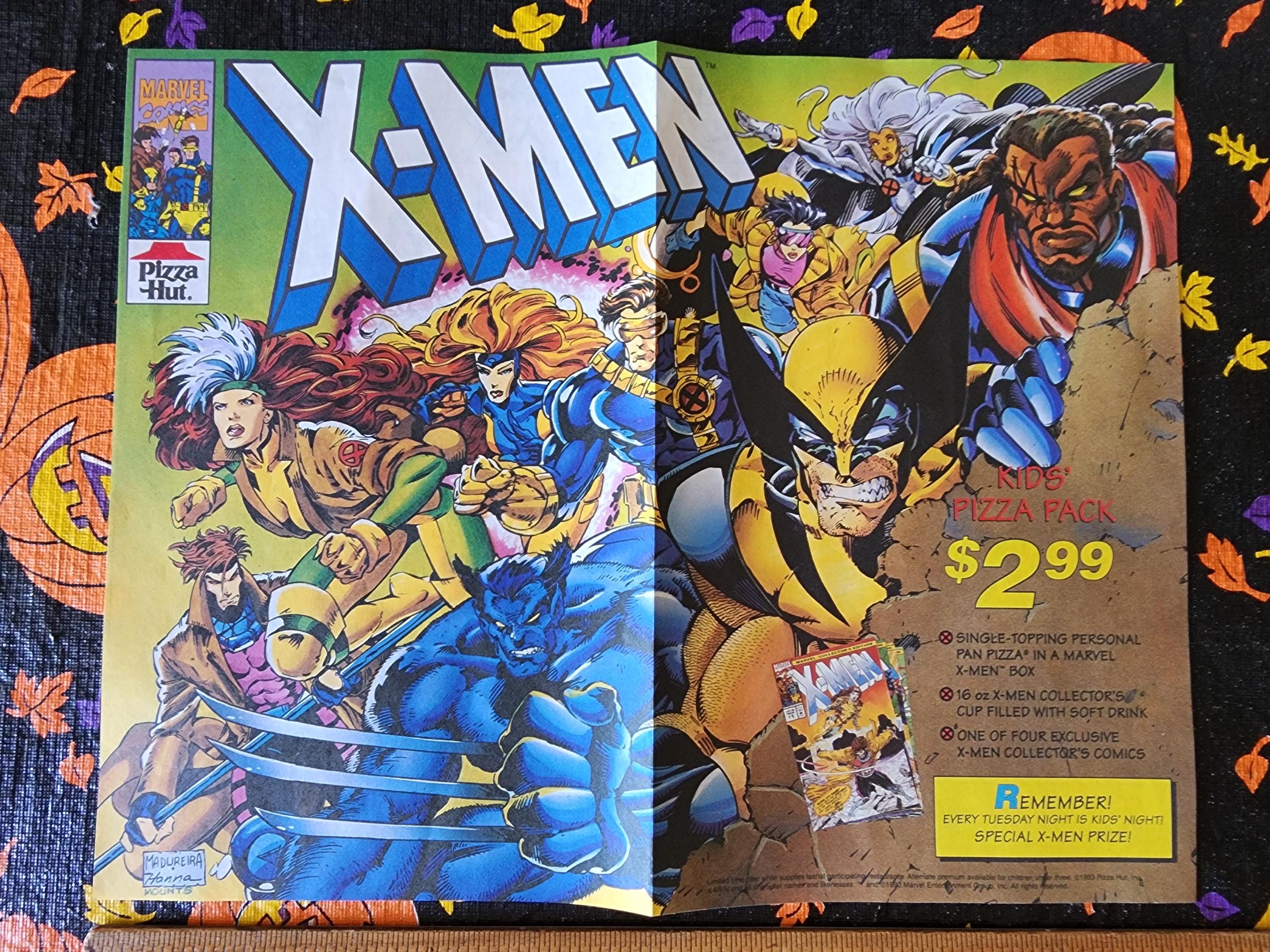 Vintage Pizza Hut Marvel X-men Placemat Promo Joe Madureiera Scott