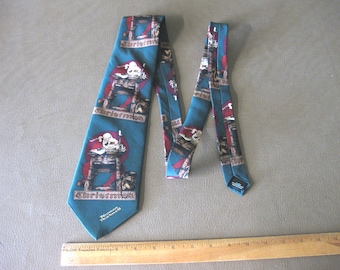 Vintage Santa Claus Christmas Tie Norman Rockwell Saturday Evening Post Silk Holiday 1994