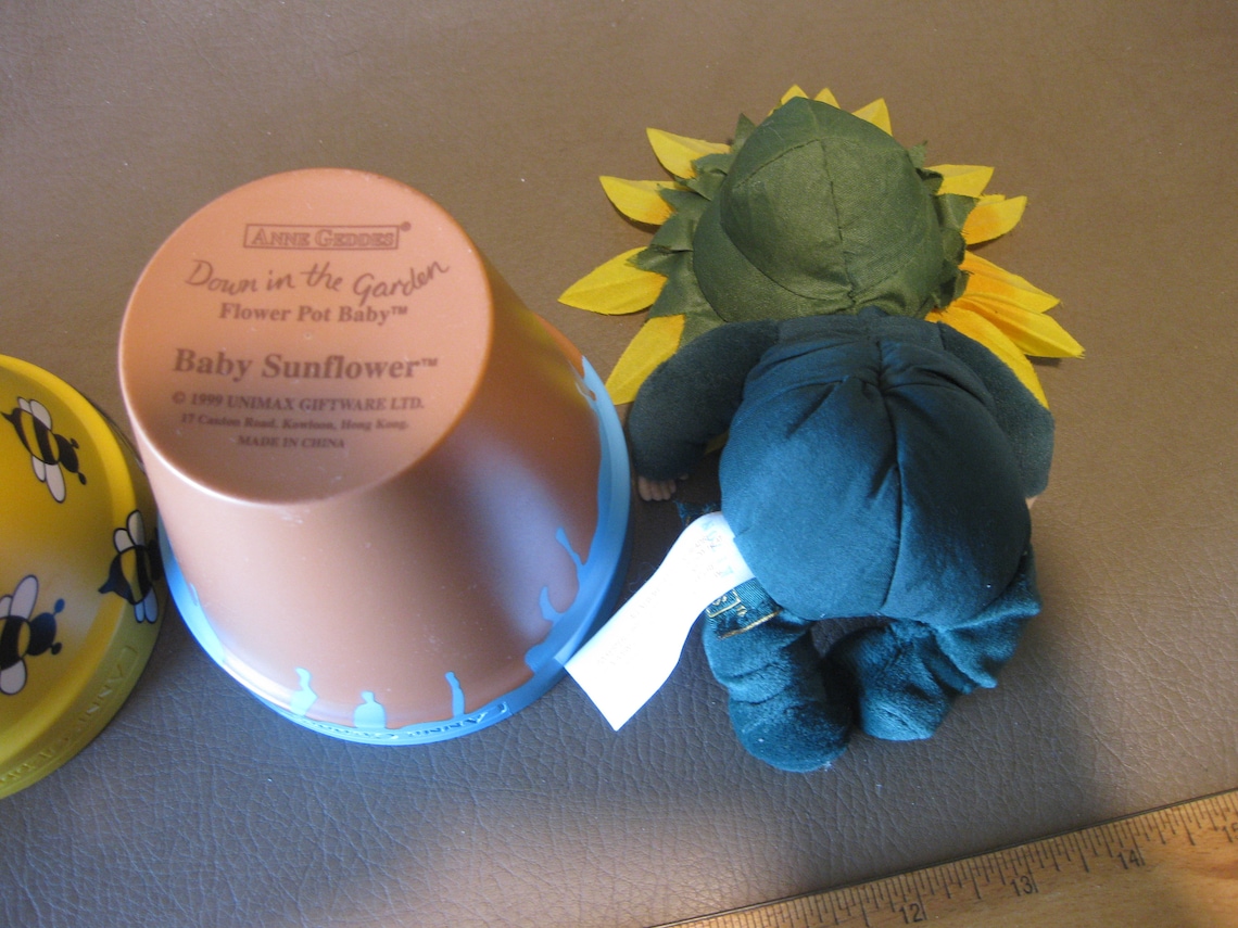 Flower Pot Babies Anne Geddes Baby Bee and Baby Sunflower 1999 Etsy