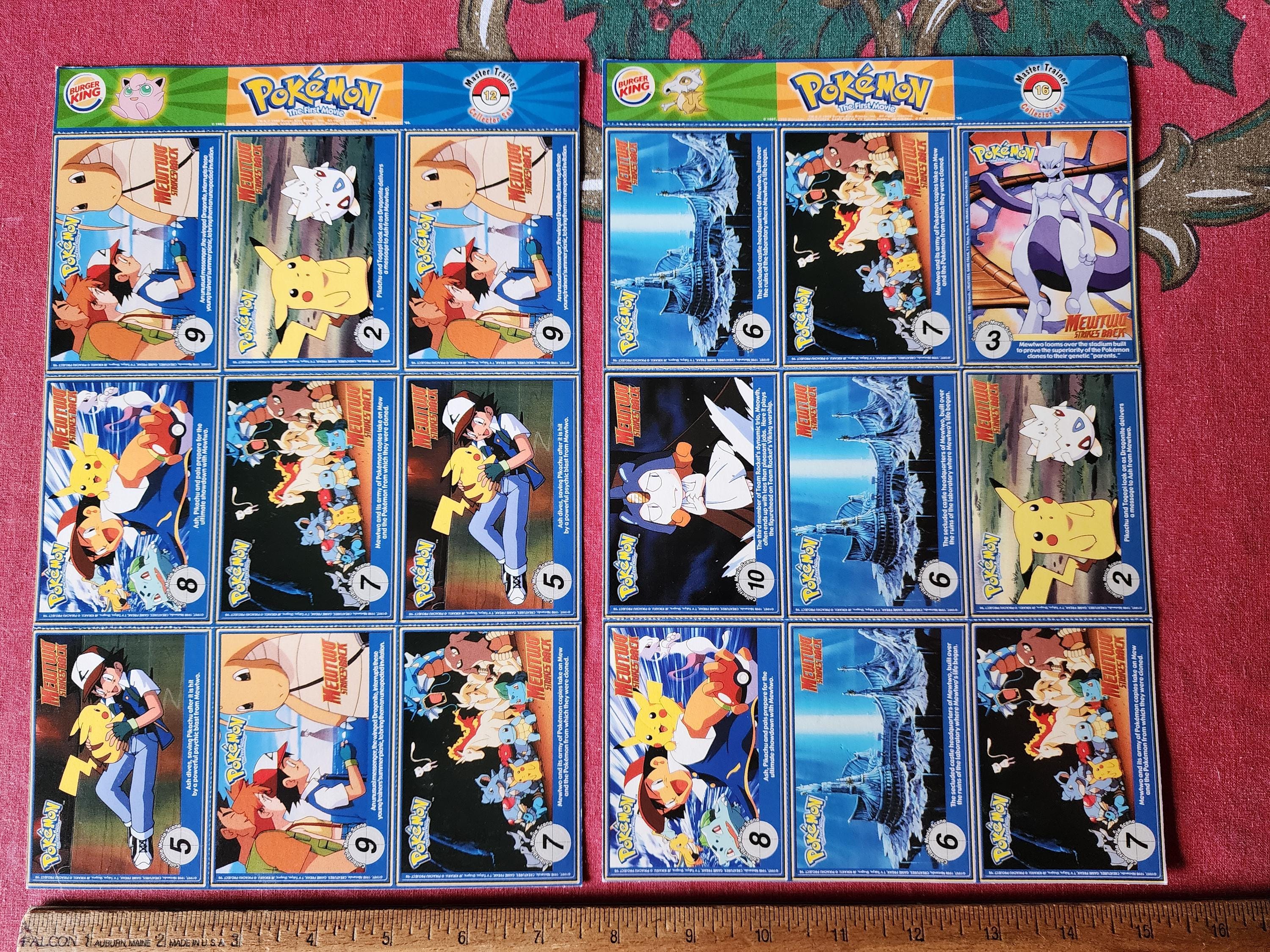 Vintage Burger King Pokemon 1st Movie Card Sheets 12 and 16 Master