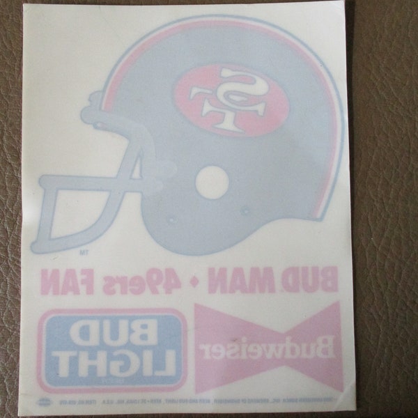 Vintage 49ers Fan Bud Man Budweiser Beer Sticker Decal Promo 1989