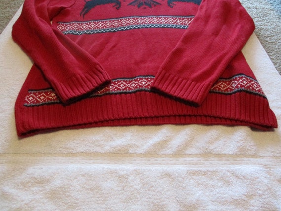 Vintage Christmas Sweater Reindeer Red Pullover S… - image 3