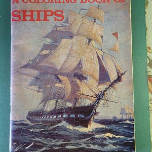 Vintage A Coloring Book of Ships Educational Historical 48pg Coloring Book Egyptian Viking Pirate War Bellerophon Books 3 Pages Colored 1973