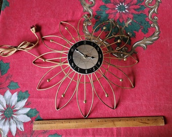 Vintage American Clock Co. Starburst Sunburst Electric Wall Clock 60s MCM RARE