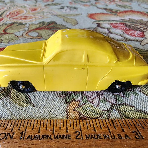 Vintage Galanite Sweden Saab Yellow Toy Car Plastic Automobile Sedan RARE 60s