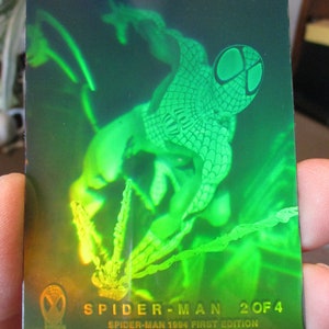 spider man 1994 first edition hologram card value Vintage Spiderman Hologram 1st Edition Card #2 of 4 Fleer Spider-man Marvel  With Case 1994