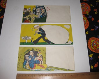 Vintage WWII Color Cartoon Art Mailing Envelopes Militaria Unused RARE 1940s