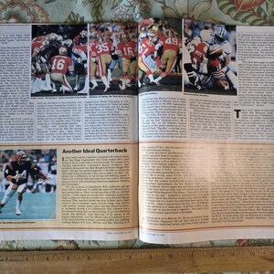 May include: A vintage magazine spread featuring multiple photographs of American football games. The images show players in action, wearing team uniforms. Text includes the headline "Another Ideal Quarterback" and other articles.