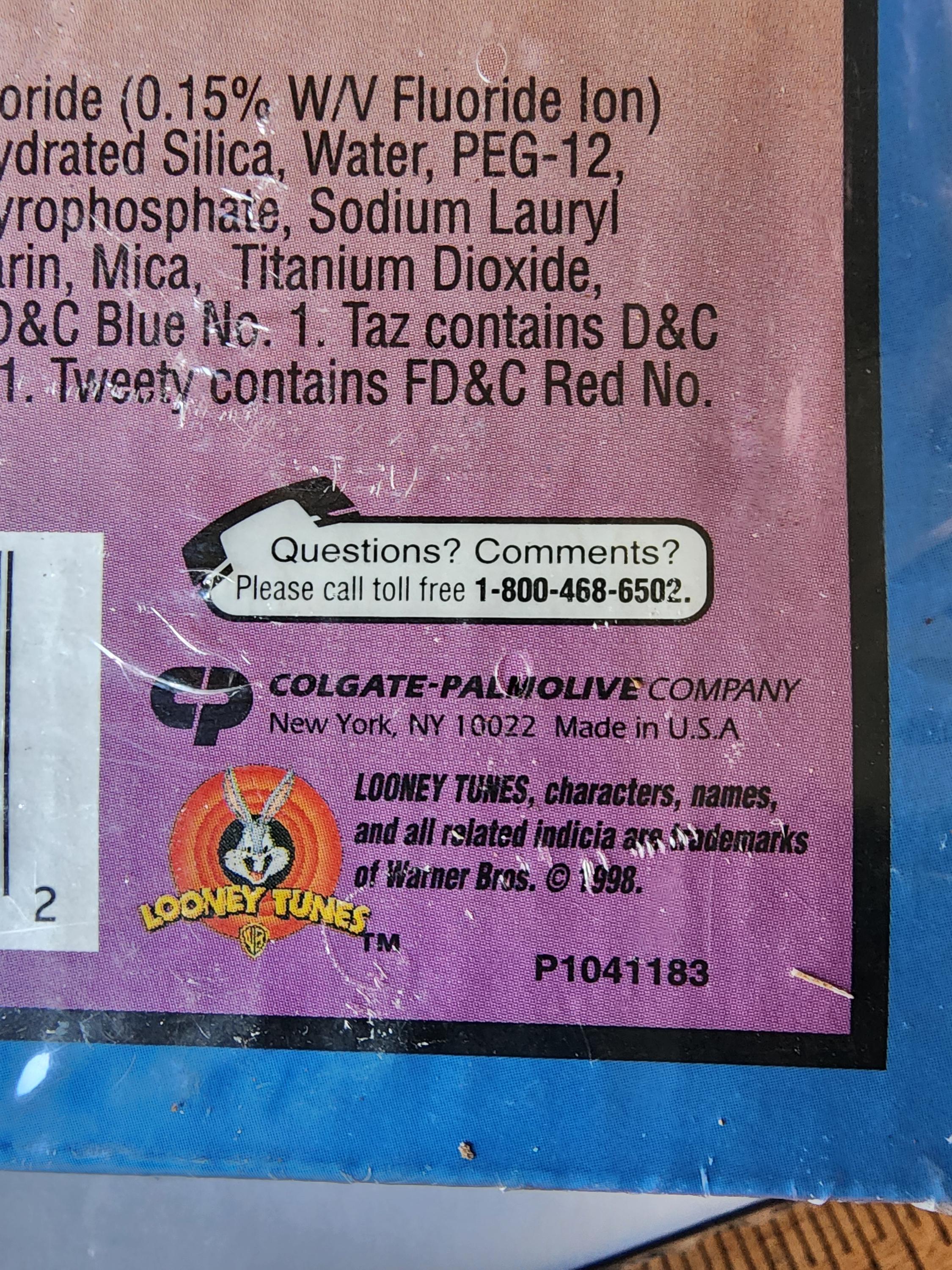Colgate Rabbit Comics Vintage Colgate Looney Tunes DC Comic Toothpaste Toothbrush Set Sealed ...