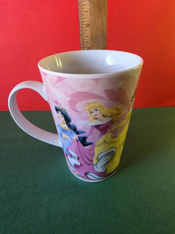 Vintage Disney Princess Ceramic Coffee Cup Mug 6 Disney Princesses 5" 12 oz Jasmine Sleeping Beauty Belle Cinderella Ariel Snow White 2001