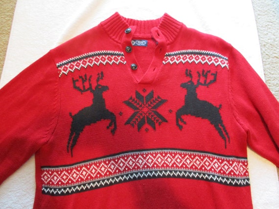 Vintage Christmas Sweater Reindeer Red Pullover S… - image 2
