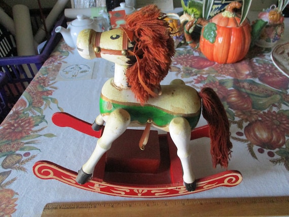 Box Rocking Horse Vintage Wooden Rocking Horse Music Box Plays Toyland Handmade - Etsy