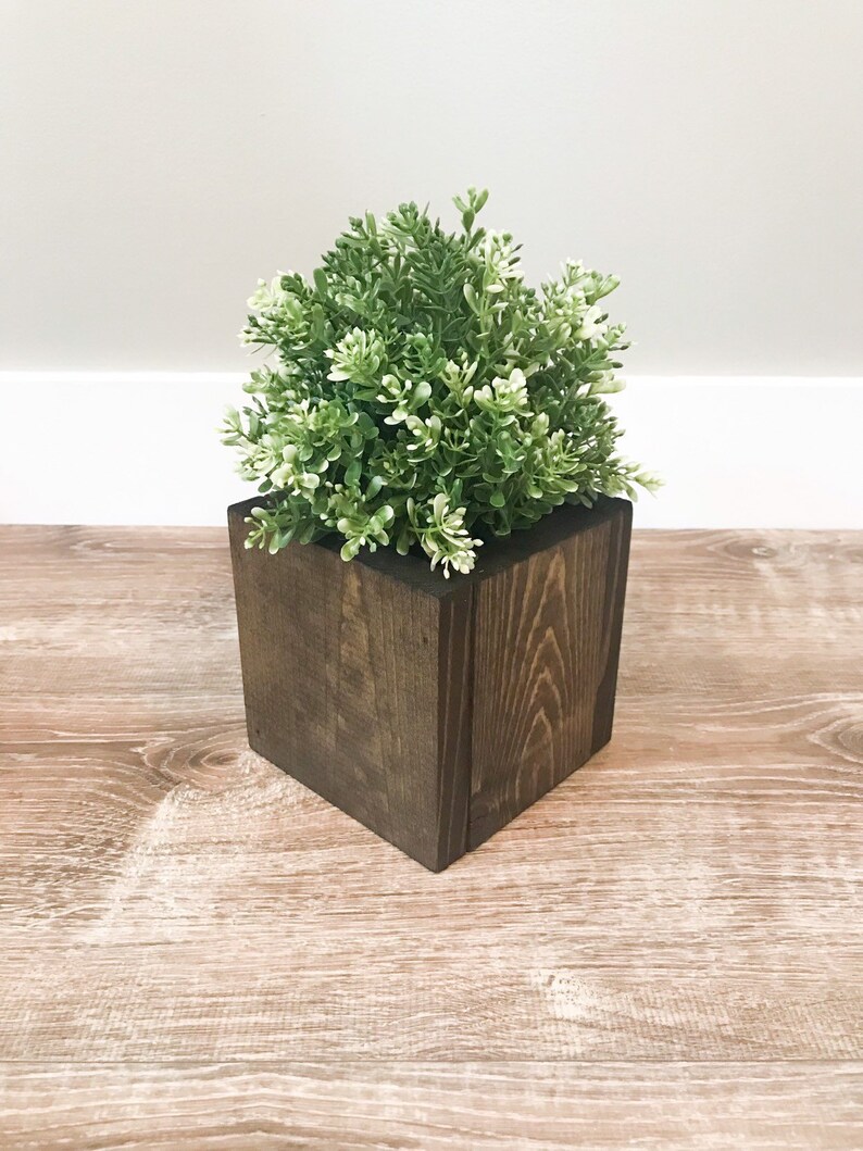 square wood planter handmade brown 5 x 5