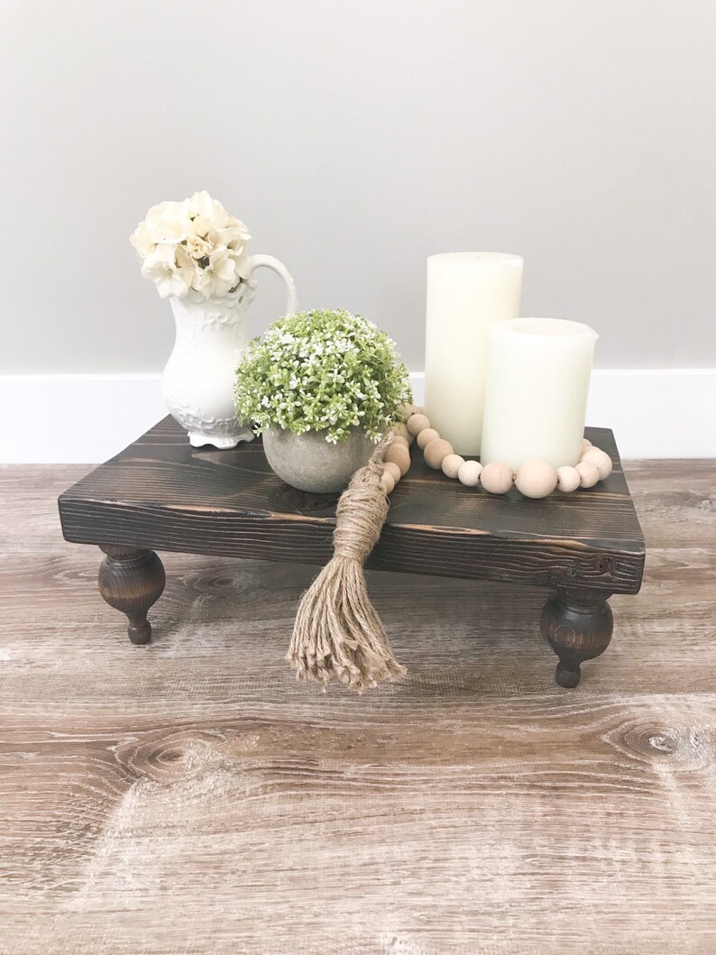 Decorative Wood Tray with Legs Dark Brown Wood Tray Etsy