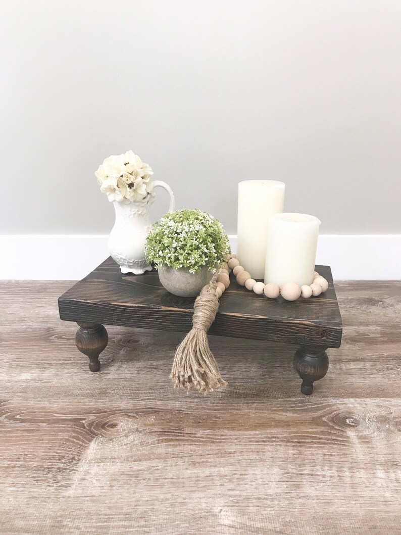 Decorative Wood Tray with Legs Dark Brown Wood Tray Etsy