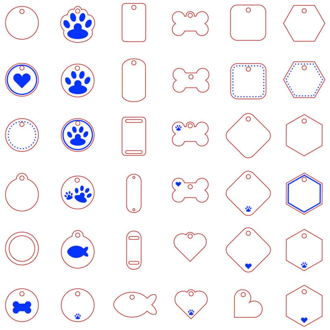 Pet Tag Template Cutting Machine File Ai / Eps / Pdf / Svg Etsy