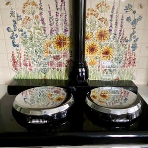 Flower tile mural splash back