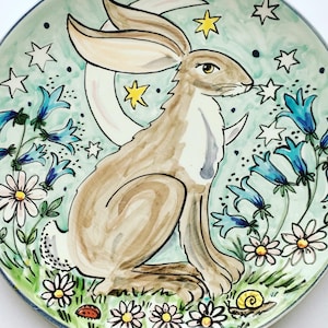 Hare Pottery Hand Painted Ceramic Plate
