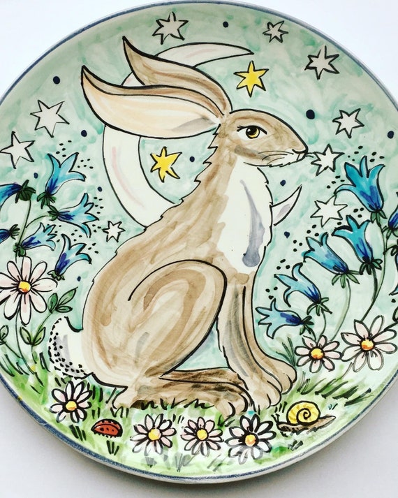 Hase Keramik handbemalter Keramik Teller