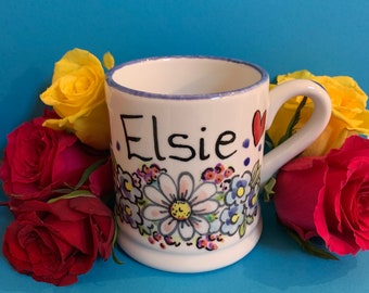 Personalised Ceramic Gift Name Flower Mug