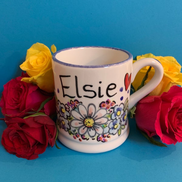 Personalised Ceramic Gift Name Flower Mug
