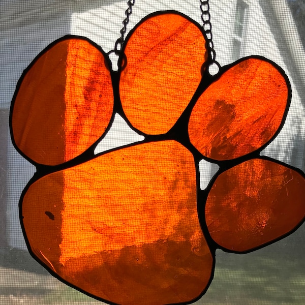 Clemson Tiger paw stained glass