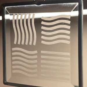 Fifth Element Inspired Symbols, Etched in Metal Wrapped in Beveled Glass
