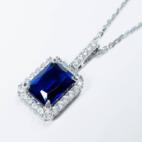 Rectangular Emerald Necklace Etsy