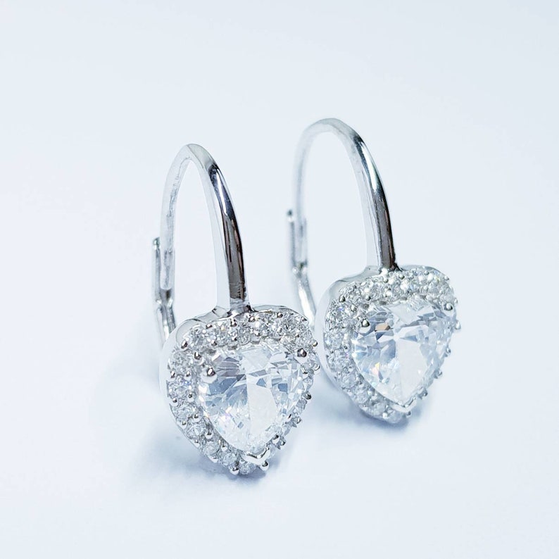 heart shaped leverback earrings