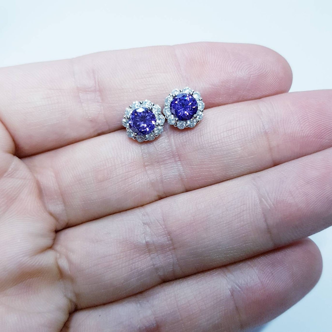 February Birthstone Earrings Amethyst Stud Earrings Gifts Etsy UK