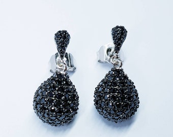 Black drop Earring studs, Teardrop shaped earrings, classic black earrings, vintage black earrings, elegant Gothic jewelry