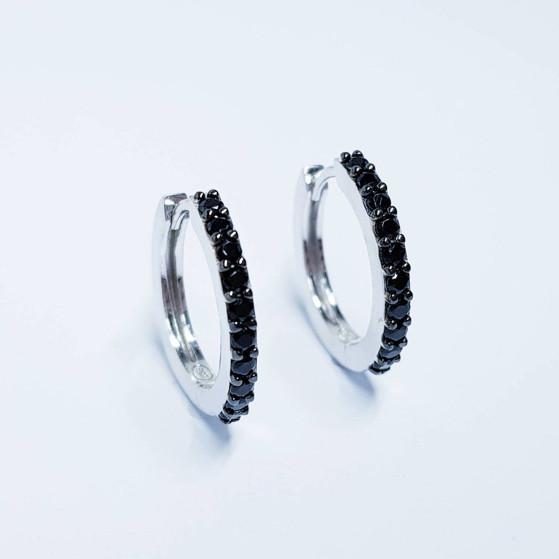 Black Hoop Earrings Small Hoop Earrings Silver Hoop Etsy