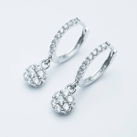 Silver drop and dangle hoop earrings hoop earrings classic | Etsy