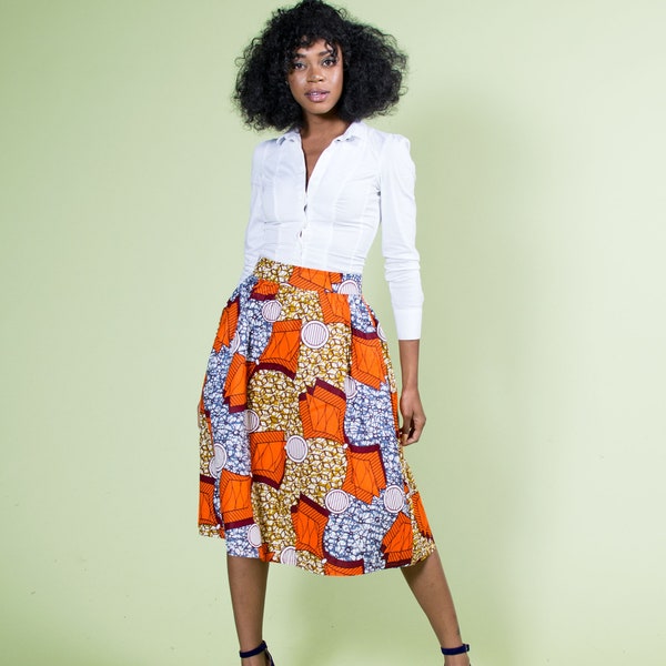 LP ORANGE KNIT MIDI SKIRT