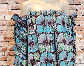 African Off -Shoulder Casual Top for Women, Ankara womens clothing, Summer Tops, Ruffle Design