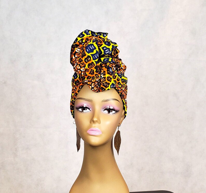 Gold African Head Scarf Ankara Cotton Head Wraps African Etsy
