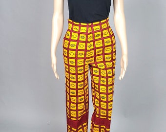 African Pants for Women | Ankara Pants Trousers | African Party Outfits | Yellow Red Cotton Print