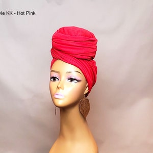 Blue Stretchy Head Wrap for Women Jersey Head Scarf for Women image 6