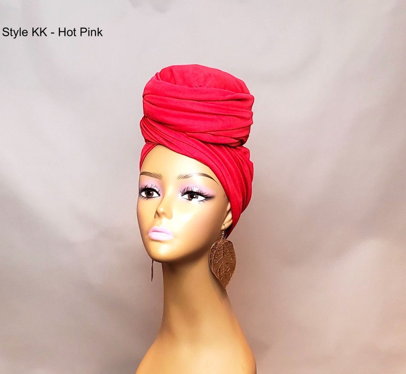 Blue Stretchy Head Wrap for Women Jersey Head Scarf for Women image 6