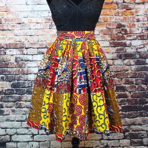 African Print Pencil Skirt – Blue Ankara Midi Skirt
