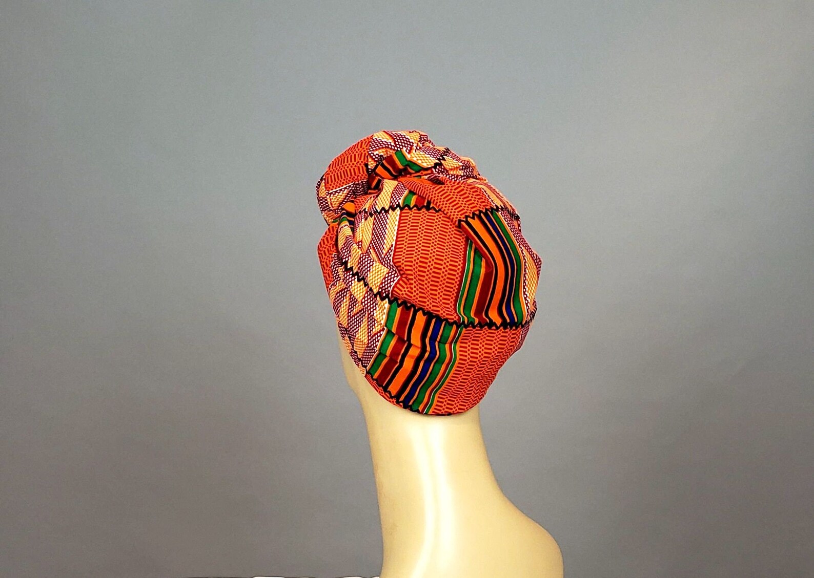 African Kente Head Wrap Ankara Scarf Fabric Orange | Etsy