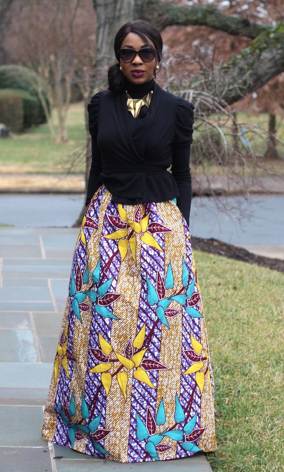 TORIA Maxi Skirt African Ankara Print | Etsy