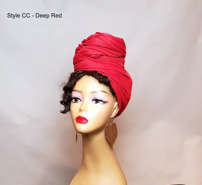 Blue Stretchy Head Wrap for Women Jersey Head Scarf for Women image 4