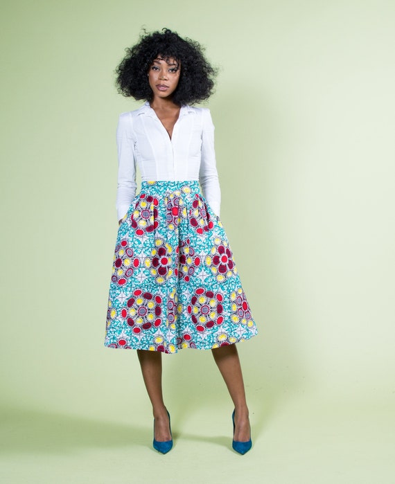 African Print Skirts Ankara Skirt for Women Midi Length | Etsy